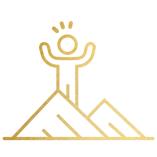 icon of human atop a mountain